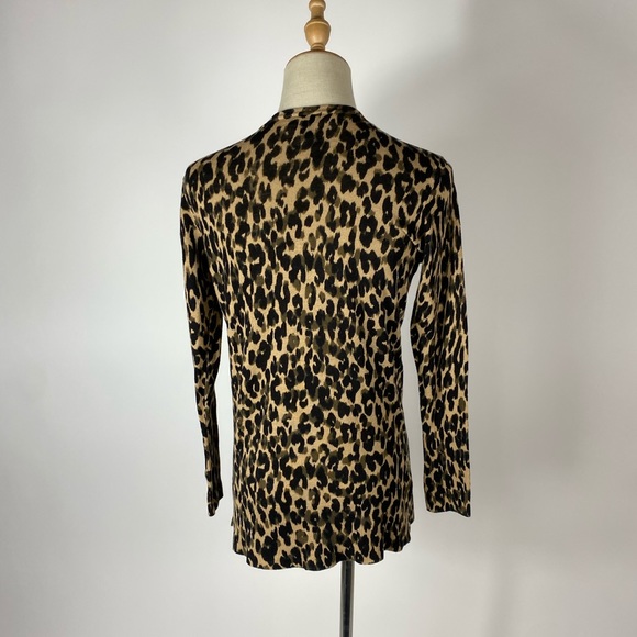 HALOGEN Linen Blend Open Leopard Print Cardigan XS - Picture 3 of 7